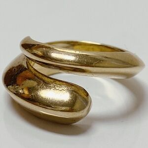 Bottega Veneta Gold Plated 925 Sculptural Swirl Argento Oro Band Ring SZ 13 | 6